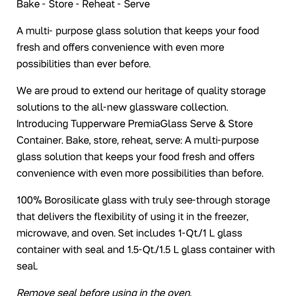 Tupperware Premiaglass Container 2-Pc Set - image 6